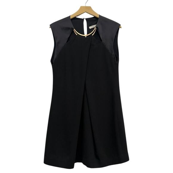 Halston Heritage Black Sleeveless Mini Dress Cutout Detail Size 10 - Picture 1 of 5
